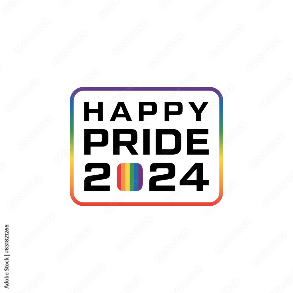 Vector Happy Pride Day month 2024 with a rainbow logo flat design element Vector Happy Pride Day month 2024 with a rainbow logo flat design element