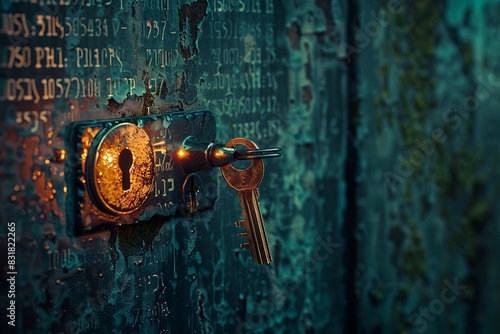 A symbolic image of a digital lock with a key made of code © Ghulam