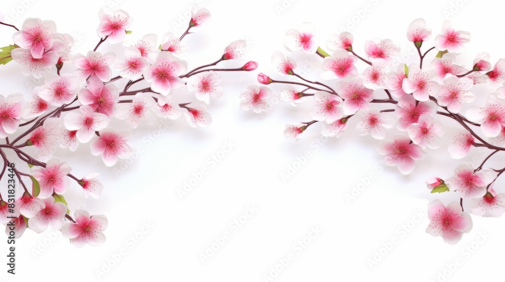 Frame of Sakura Cherry Blossoms Spring flower of Japan white background Frame of Sakura Cherry Blossoms Spring flower of Japan white background