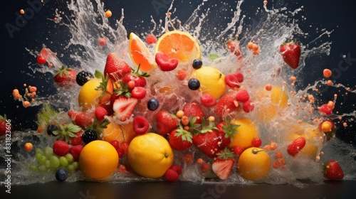 Another fruit explosion with strawberries and oranges,