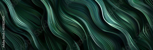 Dark green abstract wavy background with texture of leaves