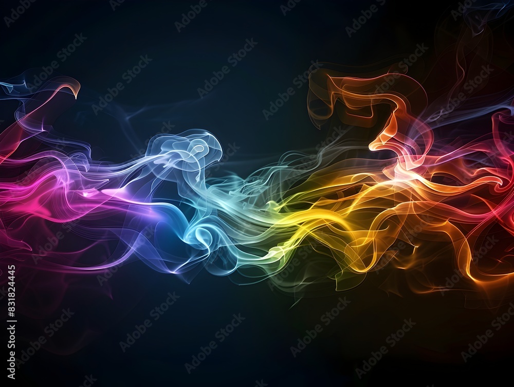 Obraz premium Vivid Contrasting Colors in Swirling Smoke Curls A Graphic Depiction of Mystery Unveiled