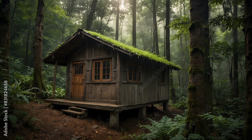 The serenity of a solitary hut nestled deep in the forest, sheltering secrets of generations ai_generated The serenity of a solitary hut nestled deep in the forest, sheltering secrets of generations ai_generated