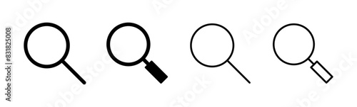 Search icon set. search magnifying glass icon photo