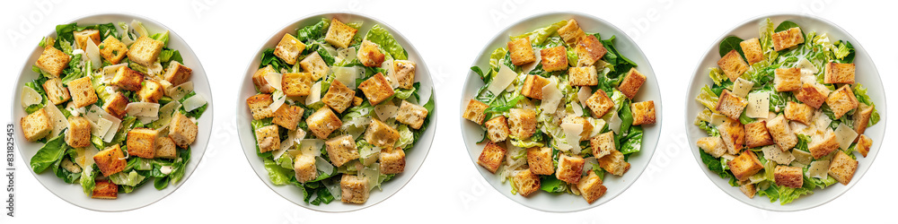 Caesar Salad And Croutons isolated on transparent png background collection set . Generative ai Caesar Salad And Croutons isolated on transparent png background collection set . Generative ai