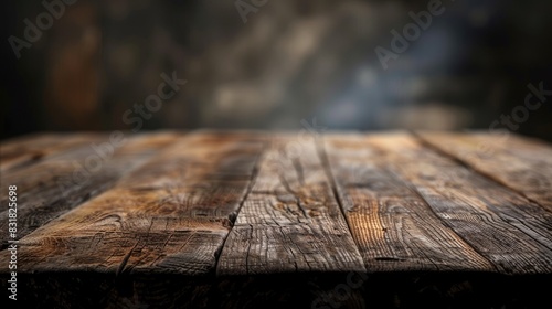 rustic wooden table with a vintage bokeh background © ttonaorh