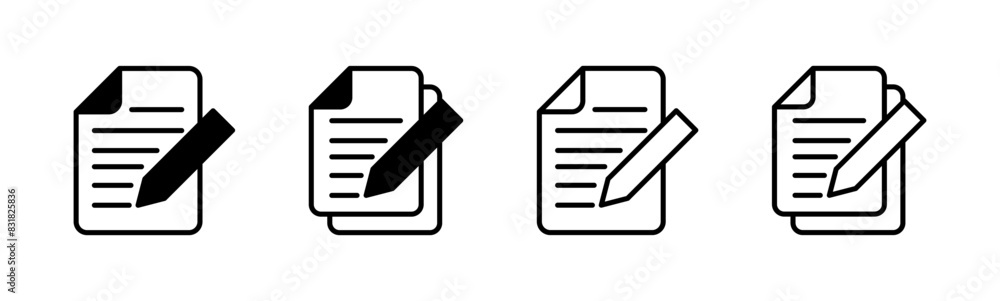 Note icon set. notepad icon vector. edit file. write icon Note icon set. notepad icon vector. edit file. write icon