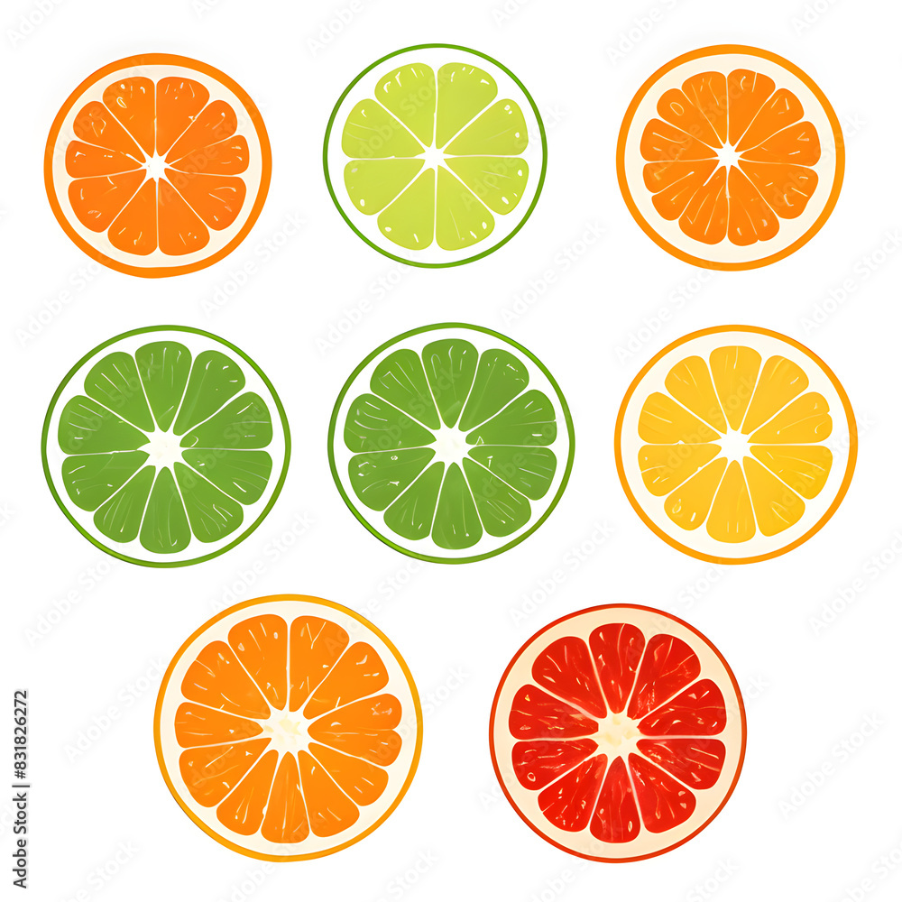 Set sticker of citrus fruits Set sticker of citrus fruits