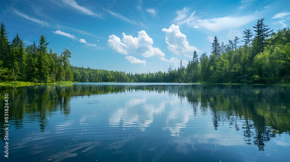 Fototapeta premium beautiful lake with forest
