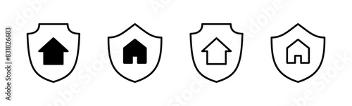 Home insurance icon set. home protection icon