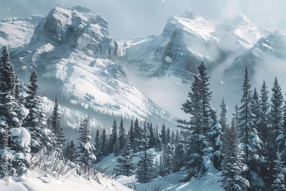 Obraz premium Snowy mountain landscape