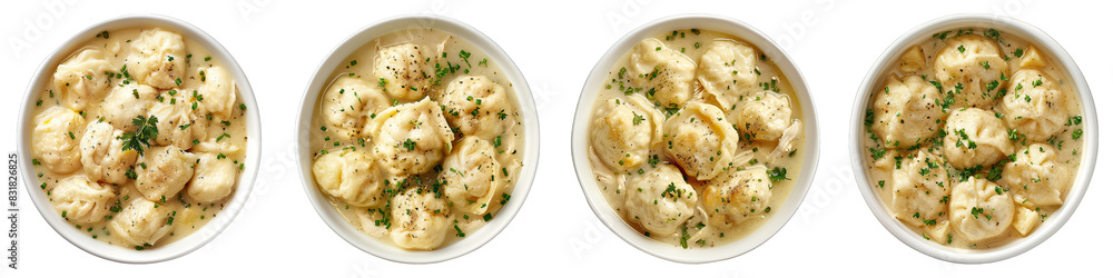 Chicken And Dumplings isolated on transparent png background collection set . Generative ai Chicken And Dumplings isolated on transparent png background collection set . Generative ai