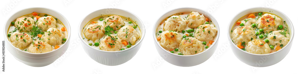 Chicken And Dumplings isolated on transparent png background collection set . Generative ai Chicken And Dumplings isolated on transparent png background collection set . Generative ai