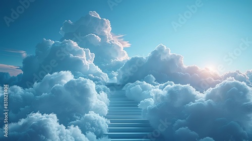 Arrows rising from fluffy clouds, clean white setting, upward movement, simple and modern photo