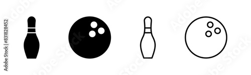 Bowling icon set. bowling ball and pin icon. bowling pins