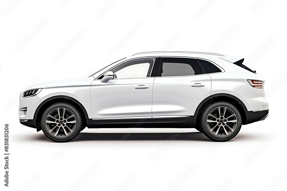 Obraz premium Parked outside modern building luxury white car