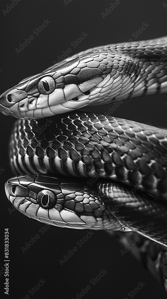 Naklejka premium Black and white snake 