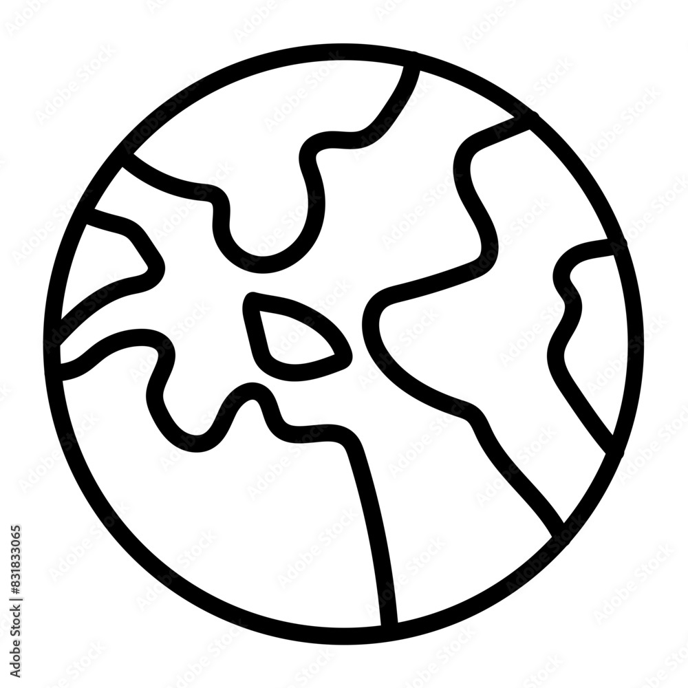 Planet Earth Vector Line Icon Design Planet Earth Vector Line Icon Design