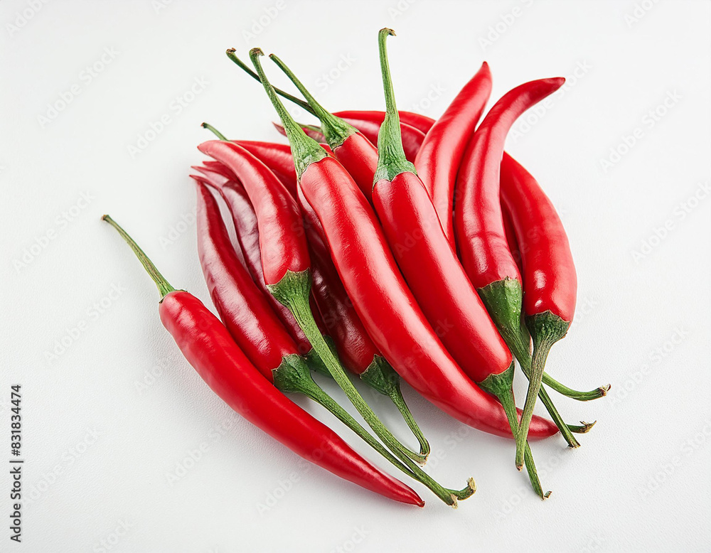 Red Chilies on a white background