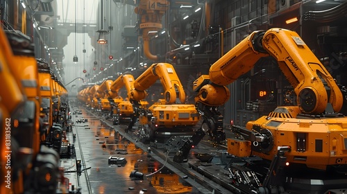Automated Precision Robotic Arms Assembling Cars on a Hightech Production Line