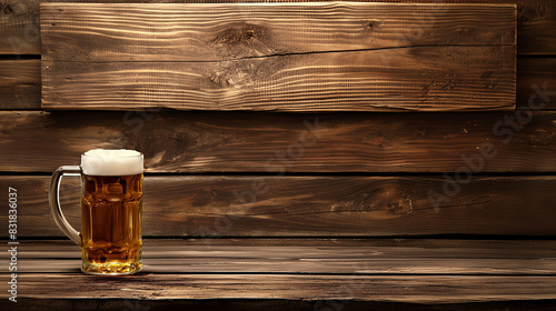 Tag des Bieres am 02. August ist Welttag des Biers Bier auf dem Tresen in der Kneipe für Alt und Jung isoliert mit Holzbrett Platz für Text Marketing zum Biertag Generative AI