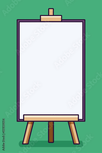 A white board on a wooden easel on a yellow background