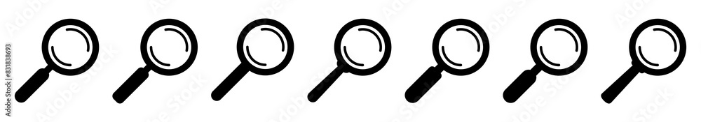 Magnifying glass icon, magnifier or loupe sign. Search icon. Magnifying glass icon, magnifier or loupe sign. Search icon.