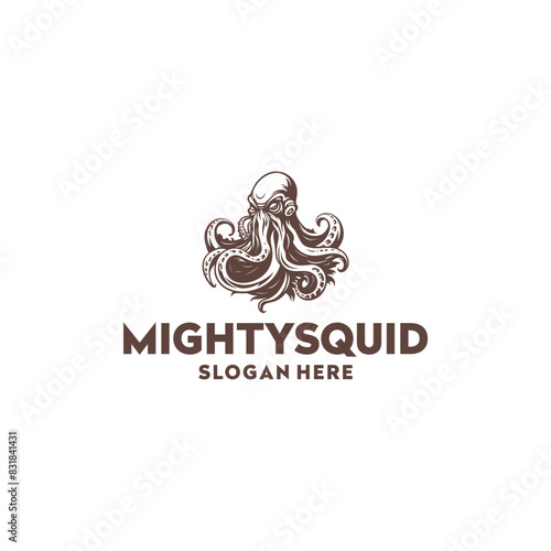Vintage squid logo vector illustration