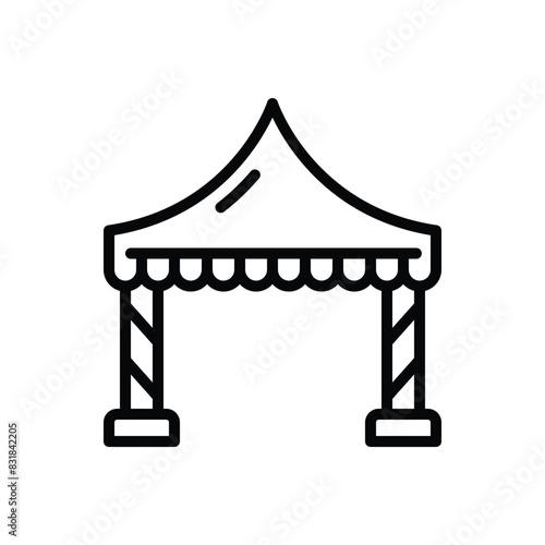 Black line icon for tent 