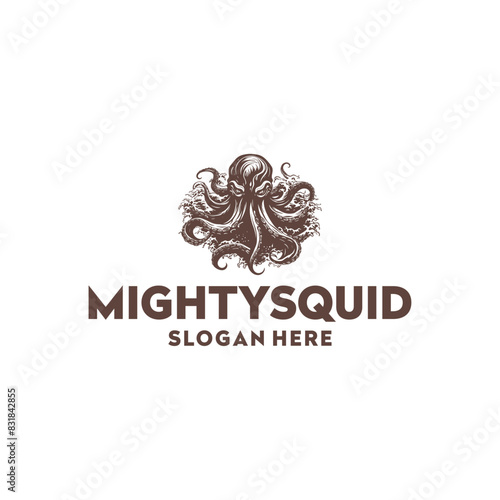 Vintage squid logo vector illustration