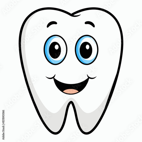 The image depicts a tooth happily smiling against a pink backdrop