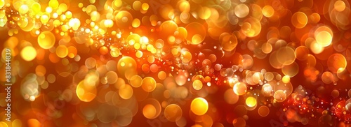 Glowing particle dots with colorful dots in abstract background, concept of light shining sparkling particles dots bokeh in blur color background