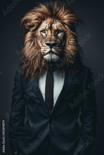A lion wearing a luxurious and fashionable suit.
