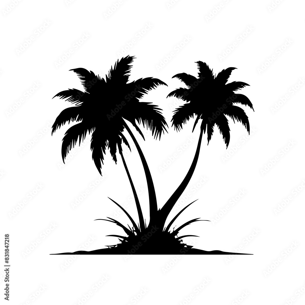 palm tree black silhouette vector design logo