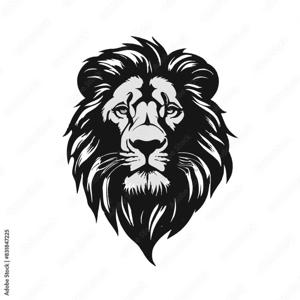 lion black silhouette vector design logo