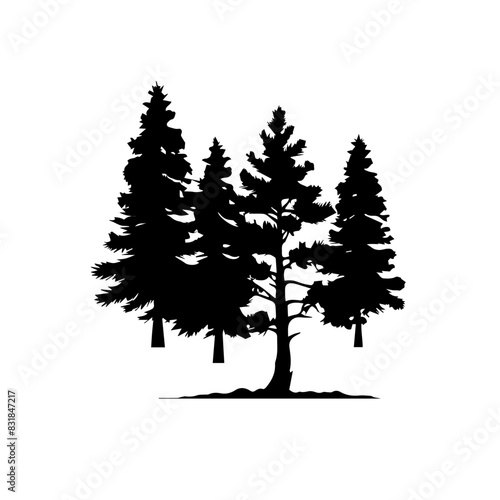 pine tree black silhouette vector design logo