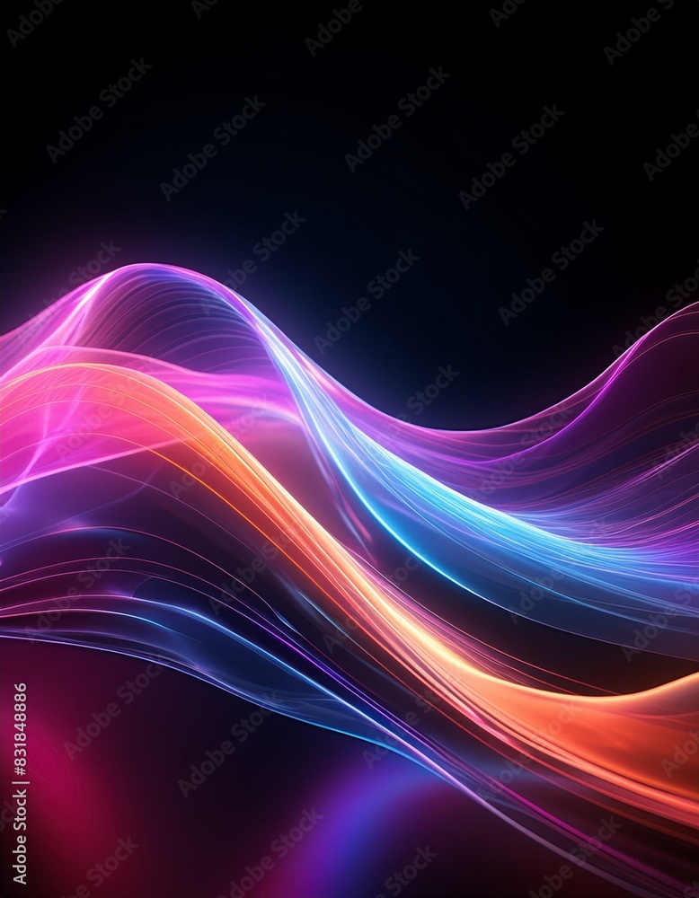abstract background, translucent wave in vibrant colors, including shades of pink, purple, orange, and blue, set against a black background abstract background, translucent wave in vibrant colors, including shades of pink, purple, orange, and blue, set against a black background