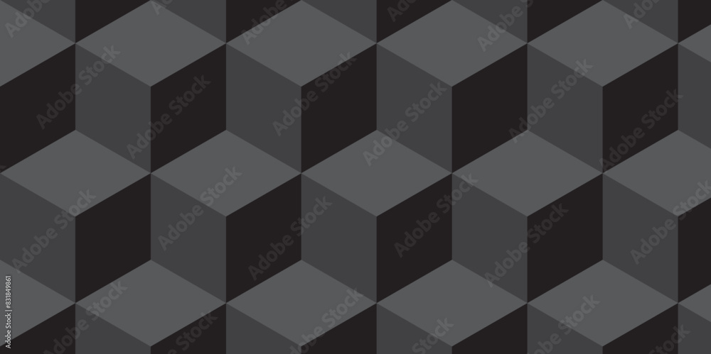 Seamless abstract Black and gray background from cubes and lines. Geometric tiles and mosaic creative stylish seamless pattern block cube background. minimal hexagon Cubes mosaic shape vector design. Seamless abstract Black and gray background from cubes and lines. Geometric tiles and mosaic creative stylish seamless pattern block cube background. minimal hexagon Cubes mosaic shape vector design.