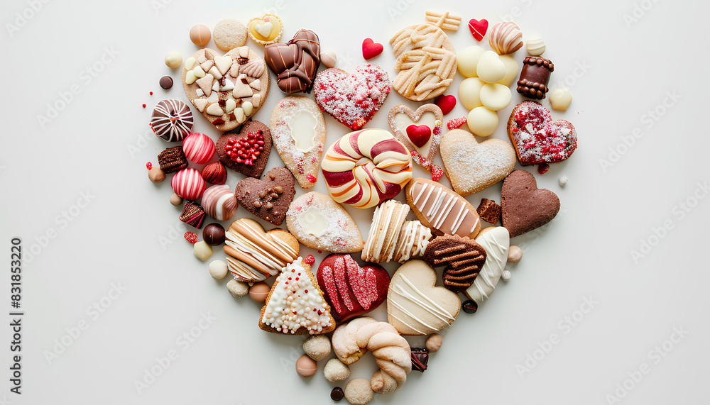 heart shape made of sweets and cookies