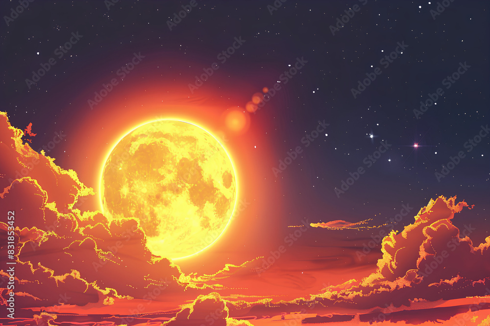 beautiful sun in outer space, vector, 3d rendering beautiful sun in outer space, vector, 3d rendering