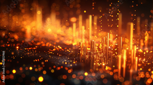 An artistic blend of gold textures and stock market symbols, set against a background of twinkling bokeh lights, evoking a sense of luxury and financial markets