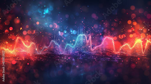 An abstract soundwave design with bright bokeh light effects, symbolizing the energy and rhythm of music photo