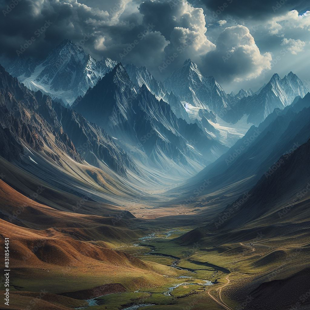 Fototapeta premium mountain peaks mountains gorges cloudy sky