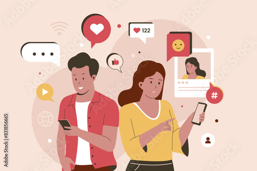Social media flat illustration. Flat illustration concept
