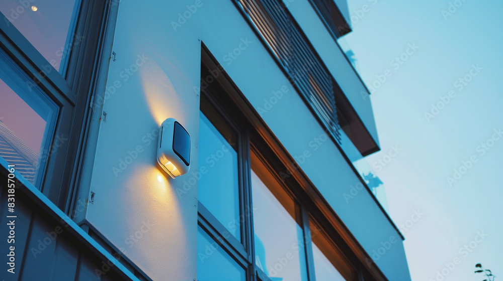 Obraz premium Urban safety reaches a new level thanks to the use of advanced window security systems equipped with elite sound sensors and Wi-Fi mesh technology.