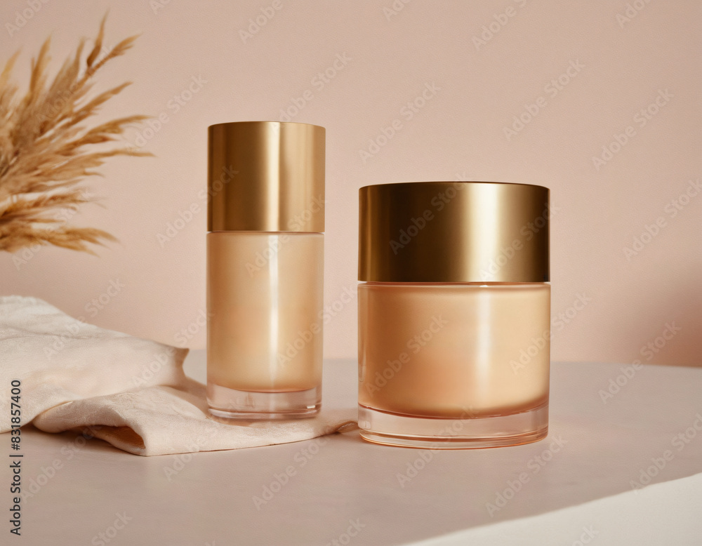 Fashion photography, high concept product placement campaign, a clean beauty skincare product displaying the product Appealing design of product packaging. Fashion photography, high concept product placement campaign, a clean beauty skincare product displaying the product Appealing design of product packaging.