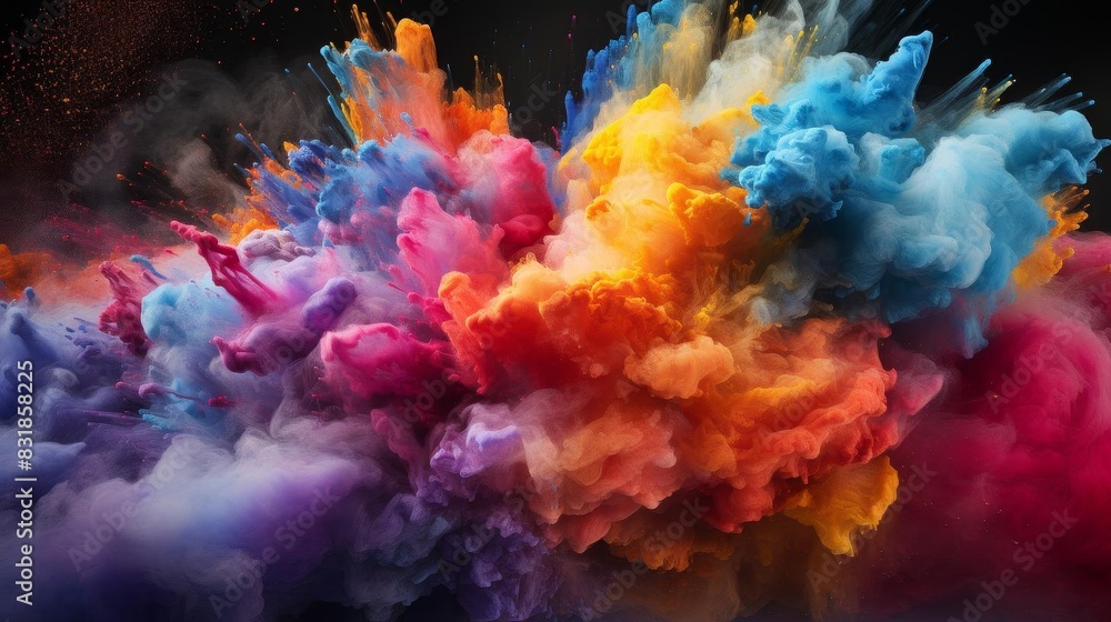 A dynamic, colorful explosion of powder,