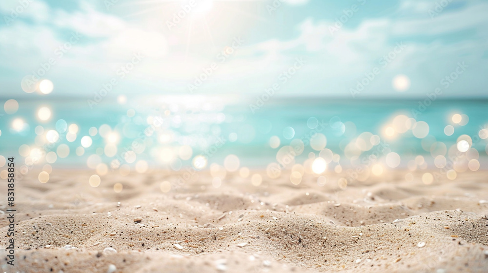 Gentle sky and warm sands under twinkling bokeh, a peaceful beach retreat. Gentle sky and warm sands under twinkling bokeh, a peaceful beach retreat.