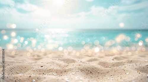 Gentle sky and warm sands under twinkling bokeh, a peaceful beach retreat.