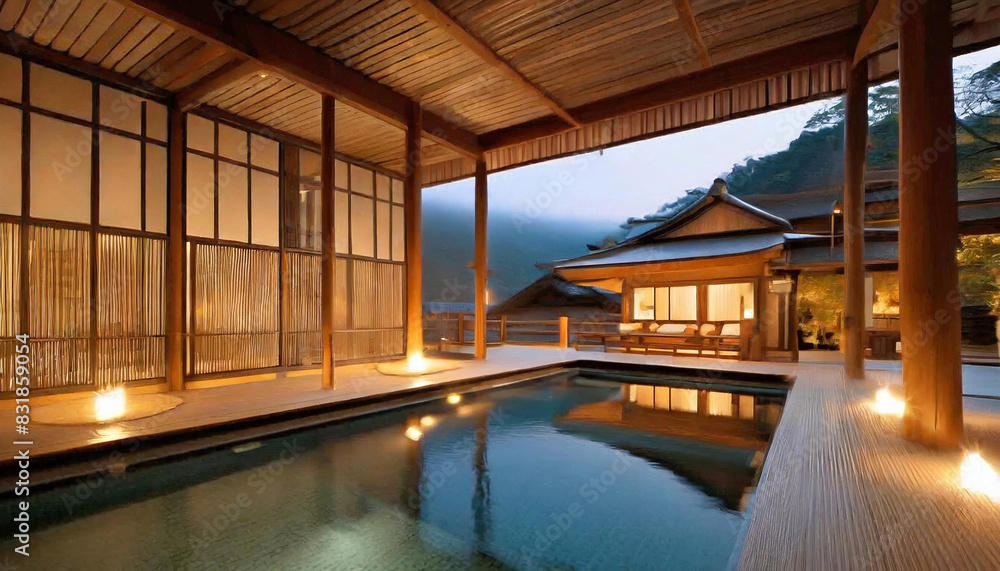 A Traditional Japanese Ryokan Nestled Deep in the Mountains. A Traditional Japanese Ryokan Nestled Deep in the Mountains.